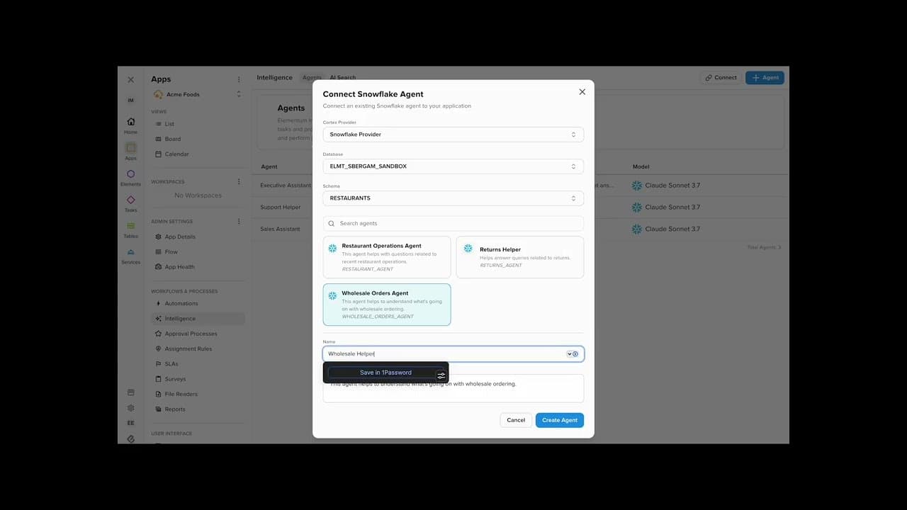 Snowflake Cortex + Elementum: Build a Multi-Agent AI Assistant